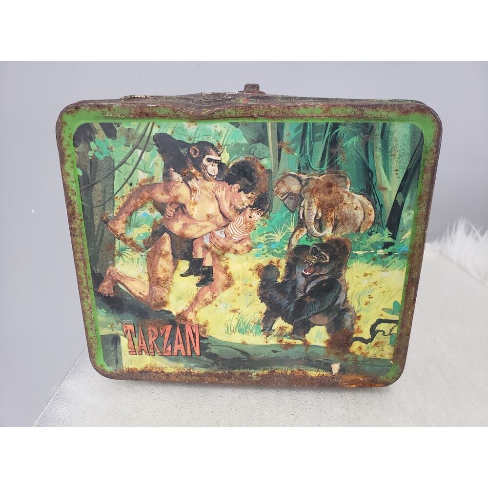READ Vintage TARZAN Lunch box 1966 Banner Productions ALADDIN